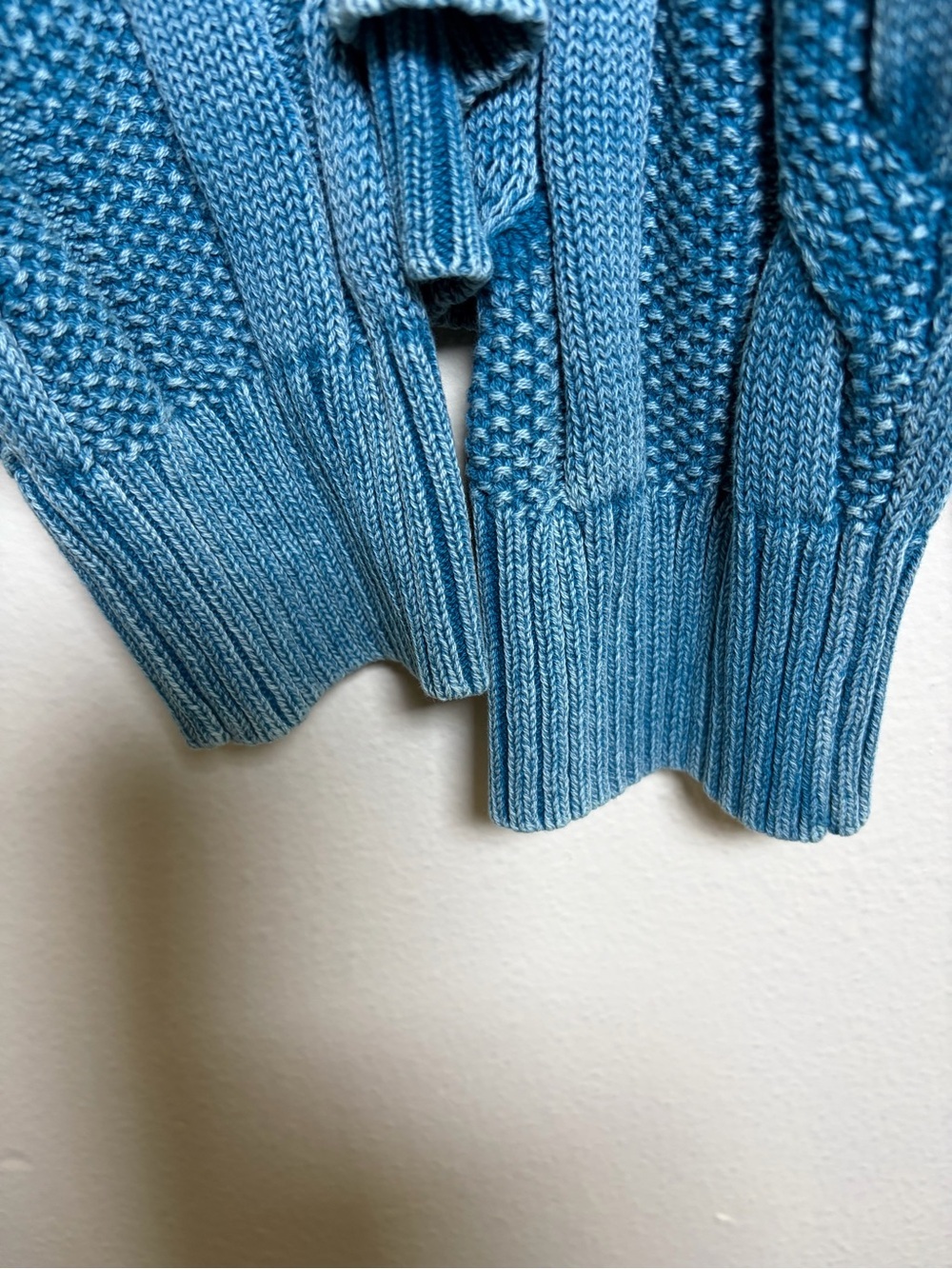 Denim & Co Canyon Retreat Cable Knit Drop Shoulder Washed Sweater 1X Turquoise - Picture 5 of 12